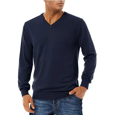 Herren 100% Baumwolle Pullover V-Ausschnitt Langarm Strick pullover Mode Casual Herbst Pullover Für Männer