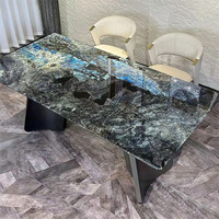 Dalle de granit Labradorite Labrador émeraude bleu foncé translucide de haute qualité pour décoration murale de bar d'îlot de cuisine prix inférieurs