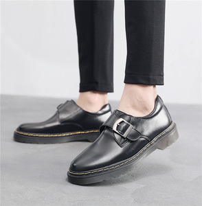 Scarpe da Uomo Moda con Plateau Punta Tonda in Vera Pelle di Vacchetta con Fibbia Suola Piatta Stile Collegiale <span class=keywords><strong>Calzature</strong></span> Maschili - Product Image 6