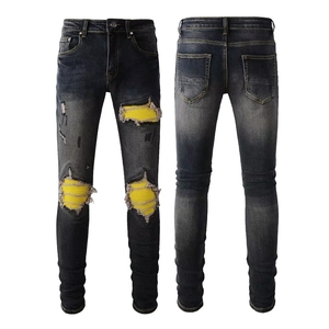 Amirys 2025 Migliori <span class=keywords><strong>Pantaloni</strong></span> Casual da <span class=keywords><strong>Uomo</strong></span>, Jeans Slim Ricamati Stile Biker, Denim Distressed in Cotone, Tendenza Moda Unisex - Product Image 5