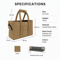 Sac de transport matelassé pour animaux de compagnie, pliable, avec couverture en maille, poche latérale de rangement, pour petits chiens et chats, léger (700g), sac de voyage portable pour chiots