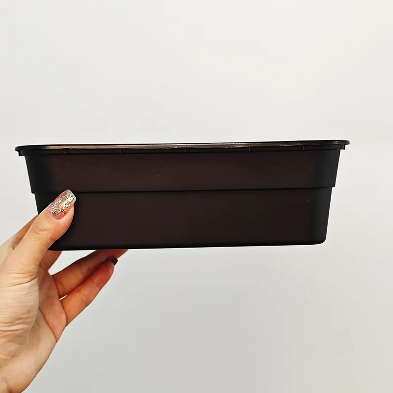 علبة غداء من البلاستيك مستطيلة 1100 مل 37 أونصة آمنة للاستخدام في الميكروويف مزودة بأغطية علب للاستعمال مرة واحدة لوجبات الطعام للكبار
