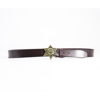 Boucle de ceinture vintage style western en métal argenté, design rétro étoile à six branches, badge de shérif en alliage, moulage exquis pour homme