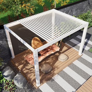 Gazebo de Aleación de Aluminio con Techo de Láminas Motorizadas para Patio, Terraza o Jardín, Uso Versátil, Diseño Moderno - Product Image 2