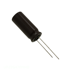 Condensador de canal del fabricante, de orificio pasante, de aluminio, 47uF 20% 400V, radial TH, 47 uF UPZ2G470MHD - Product Image 1