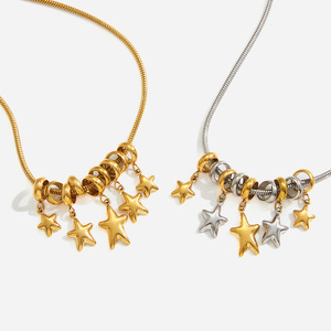 Collar con Colgante de Estrella de Acero Inoxidable, Diseño Geométrico Unisex, para Uso Casual - Product Image 1