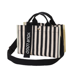 Bolsa de Mano Personalizable Pack World para <span class=keywords><strong>Mujer</strong></span>, Tamaño Mediano, a Rayas, con Cierre de <span class=keywords><strong>Cremallera</strong></span>, Asa, Moderna, Reutilizable para Compras - Product Image 2