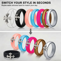 Bague en silicone interchangeable 6 couleurs, anneau de mariage DIY, bague tendance en silicone souple pour hommes et femmes, vente en gros