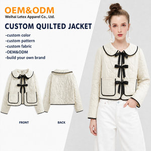 Nouveautés Fournisseur en gros OEM ODM Veste matelassée d'hiver à imprimé floral pour <span class=keywords><strong>femme</strong></span> Logo personnalisé Faible MOQ Manteau à boutons contrastants - Product Image 2