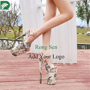 Scarpe a punta aperta con tacco alto da donna floreali da donna tacchi alti pazzi alti con zeppa con tacco alto sandali con cinturino fibbia - Product Image 4