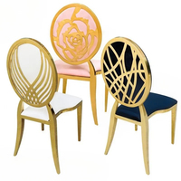 Chaises de dîner empilables de luxe modernes Offre Spéciale chaises de mariage en acier inoxydable à dossier haut de location de fête en or blanc