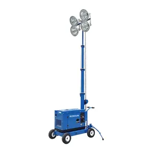 Ronsun trailer type 5kw mobile lighthouse generator LED lifting 7/8 meters car project site lighting tower
