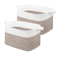 Paniers de rangement en coton à double niveau avec poignées pour l'organisation de la garde-robe et les outils de rangement (vente en gros)