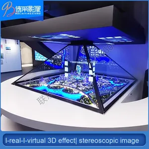 Vitrine d'affichage holographique <span class=keywords><strong>3D</strong></span> à projection à 360 degrés, table de sable numérique <span class=keywords><strong>3D</strong></span> à œil nu, pyramide transparente, équipement publicitaire - Product Image 5