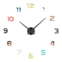 Jam Dinding DIY Akrilik Logam Mewah Nordik Warna-warni Angka 3D Gerakan Quartz Bertenaga Baterai Dekorasi Rumah Ruang Tamu Modern