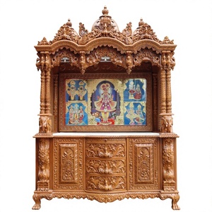 Templo de madera Dwarkadhish de primera calidad para decoración del hogar, mandir hindú tradicional para Pooja en madera de teca maciza, mandir grande de gran tamaño con tallados elaborados. - Product Image 2