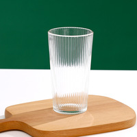 Verres de voyage en verre côtelé thé tasse à café tasse gobelet avec couvercle en verre et couvercle de tasse de paille