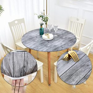 Tovaglie Rotonde in PVC Effetto Legno Grigio con Bordo Elastico, Facili da Pulire, Protezione per Tavoli da Interno/Patio, Vendita all'Ingrosso dalla Fabbrica HuiHe - Product Image 1