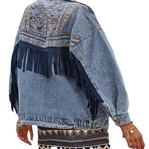 <span class=keywords><strong>Veste</strong></span> en jean avec broderie pour <span class=keywords><strong>femme</strong></span>, nouveau style 2022 - Product Image 1