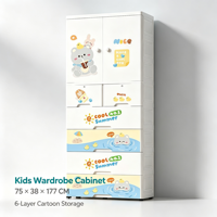 Armoire de rangement en plastique pour enfants, à double porte, avec tringle de suspension et plusieurs tiroirs pour chambre à coucher