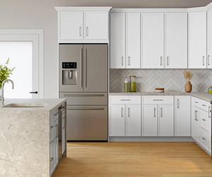 Custom White Modular Modern <b>Wood</b> Kitchen Cabinet Set for Apartment & Villa Use - Product Image 1