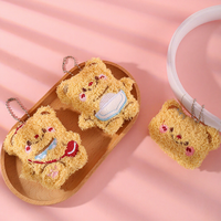 Adorable mini porte-clés en peluche ours mignon et moelleux, pendentif de sac animal de dessin animé Kawaii doux pour filles