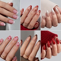 Kit de faux ongles carrés courts BTArbox avec colle, en gel souple, faits à la main, finition mate, style French, à presser, vente en gros