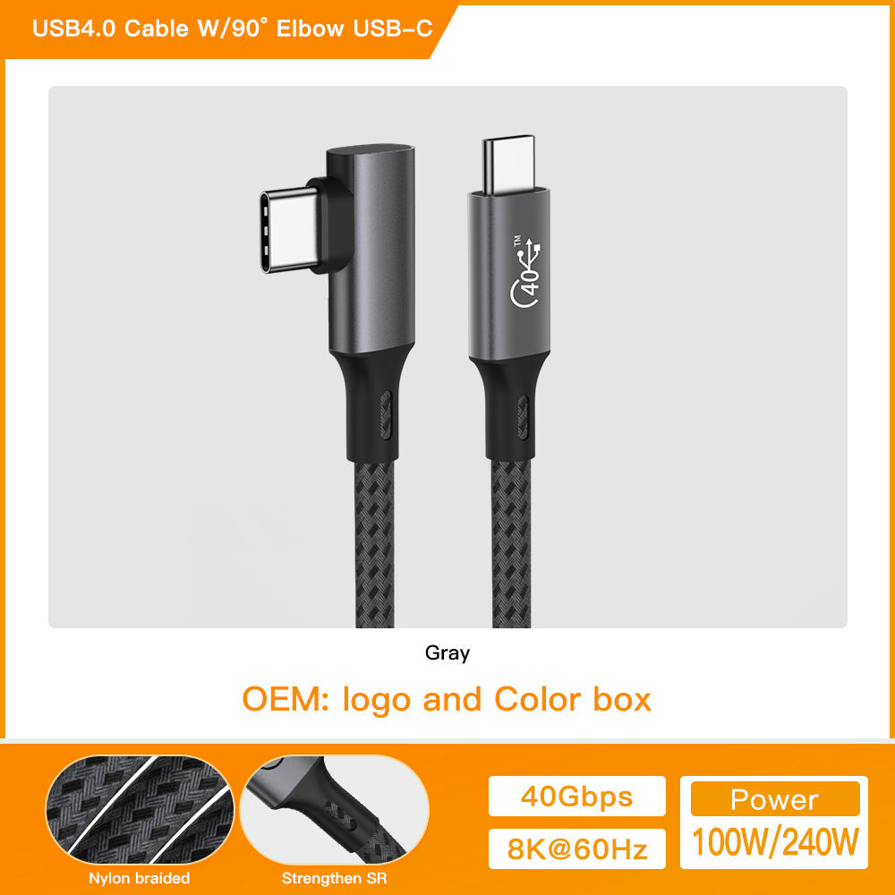 USB สีเทาถึง C 4.0 [สายเคเบิ้ล VR แบบถัก]