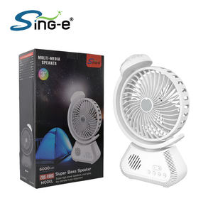 Système de refroidissement de bureau Sing-e ZQS-F803 OEM/ODM : Ventilateur rechargeable avec haut-parleur + Haut-parleur Bluetooth + Lumière LED + Radio - Fournisseur industriel - Product Image 1