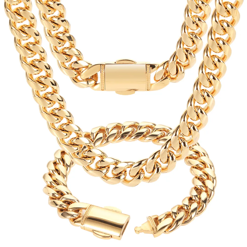 Collier cubain en acier inoxydable de 12mm, chaîne à maillons cubains en or 18K, Logo personnalisé, Hip Hop, Offre Spéciale