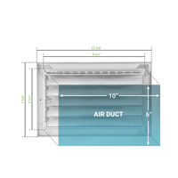 Grille d'alimentation en air double déflection Lakeso, diffuseur d'alimentation en air réglable pour plafond, pour climatiseur et système HVAC