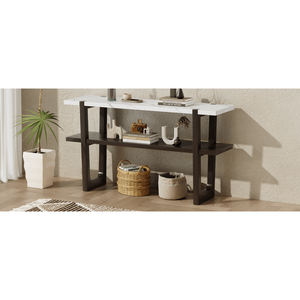 DB TREXM <b>Console</b> <b>Table</b> Retro Elegant with <b>Marble</b>-Effect <b>Top</b> Versatile Storage Solutions for Entryway and Villa Living Room - Product Image 5