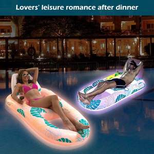 Chaise longue gonflable lumineuse pour adulte avec dossier, jouet aquatique flottant à drainage, lumière LED solaire, chaise longue de piscine, lit flottant - Product Image 4