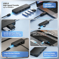 Hub USB-C vers 4 ports USB 3.0, transfert de données haute vitesse 5 Gbps, extension de ports USB pour la maison et le bureau, configuration de travail sur ordinateur portable