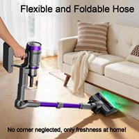 Aspirateur à main sans fil 60KPa 600W 4 modes de vitesse Mode automatique intelligent Longue autonomie Tige flexible Charge rapide Utilisation en voiture