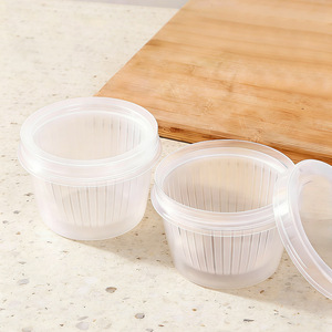 Contenedor de almacenamiento de alimentos para jengibre, ajo y cebollitos, tazón de drenaje transparente de plástico redondo portátil de doble capa para - Product Image 3