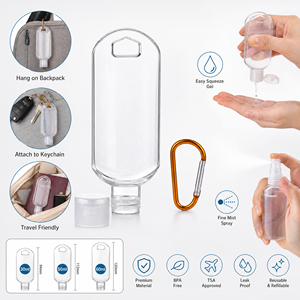 Bouteilles vides de désinfectant pour les mains de 30 ml, 50 ml, 60 ml avec clip mousqueton, flacons pulvérisateurs en plastique rechargeables format voyage - Product Image 3