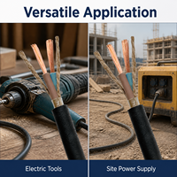 Câble d'alimentation industriel flexible en caoutchouc EPDM isolé, résistant au froid, pour éclairage extérieur de chantier et de construction