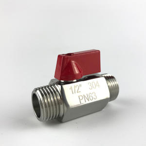 Mini válvula de bola de acero inoxidable 304, 1/2 pulgada, mango rojo, de una pieza, para agua y gases corrosivos - Product Image 4