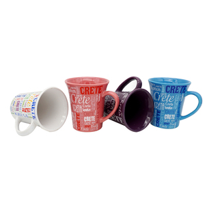 Tazze da campeggio bicolore personalizzate da campeggio a bocca larga da 9 once lettere in ceramica con design retrò in ceramica blu lettera - Product Image 4