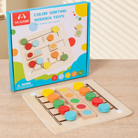 Permainan Puzzle Geser Logika Kayu Montessori, Permainan Mencocokkan Warna, 2 Pemain VS Teka-teki Otak, Mainan Edukatif untuk Anak-anak Balita
