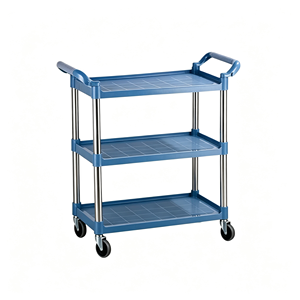 Chariot de livraison de nourriture en acier inoxydable robuste à 3 niveaux, chariot de service mobile à roulettes avec poignée pour restaurant, cantine, hôtel - Product Image 1
