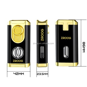 Encendedor de antorcha de chorro de triple llama 2024 con soporte y cortador de cigarros, nuevo producto para uso de cigarrillos y cigarros para obsequios - Product Image 1