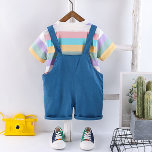 Nuevos Trajes de Verano a Rayas Personalizados Coreanos de Primera Calidad, Hermosos Trajes de Algodón de Diseñador para Niñas - Product Image 2
