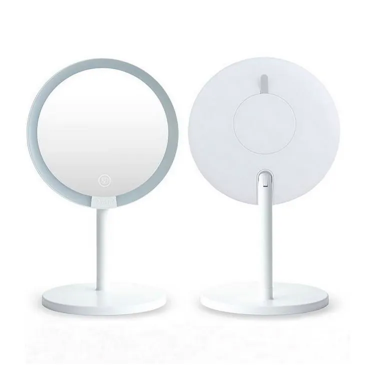 Miroir de maquillage rond ajustable Led Miroir de beauté intelligent Miroir de maquillage de bureau rotatif