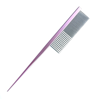 Peigne à aiguilles en aluminium 20 mm Perfectionism avec loupe intégrée et conception à queue pointue, brosse à double denture pour animaux de compagnie