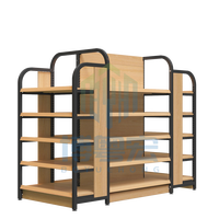 Présentoir de Magasin Moderne en Bois Massif à Double Face, Type Îlot, Réglable, pour Épicerie, Magasin de Bébé et Présentation de Produits
