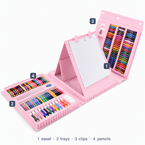 Rongheqiang – Kit d'art pour enfants 208 pièces, fournitures de dessin et de <span class=keywords><strong>peinture</strong></span>, étui portable, <span class=keywords><strong>chevalet</strong></span> pliable – Fournisseur en gros OEM ODM - Product Image 4