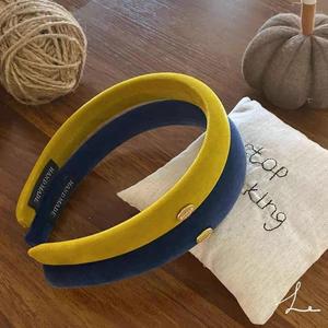 Nueva Diadema de Terciopelo Estrecha para Otoño/Invierno con Etiqueta Dorada, Aro para el Cabello de Tela Suave con Esponja, Accesorios para el Cabello de Lujo Versátiles para Uso Diario - Product Image 3