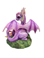 Nouveau design Dragon violet avec éclairage LED Fleurs Figurine Dragon LED Statue de dragon en résine